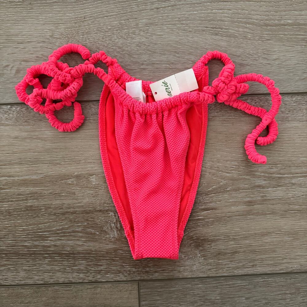 Aerie NWT Bikini Bottoms Cheeky Hot Pink Scrunch Size XS